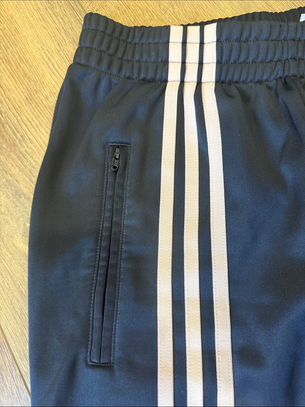 adidas Black Sweatpants with beige Side Stripes. Size S - Picture 3 of 11